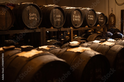 Balsamic vinegar barrels where the vinegar waits to be aged.