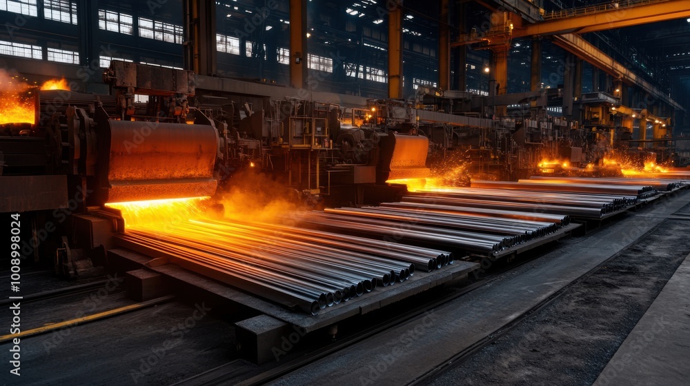Steel Processing in an Industrial Factory Setting Steel Processing in an Industrial Factory Setting