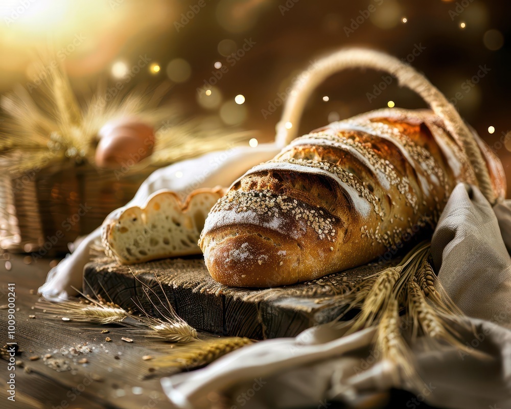 Artisan bread on a rustic table, fresh and inviting, Culinary, Warm tones, Photograph, Homemade delight Artisan bread on a rustic table, fresh and inviting, Culinary, Warm tones, Photograph, Homemade delight