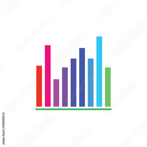 Business graph icon on background for graphic and web design. Flat color design. Creative illustration concept symbol for financial report or analysis