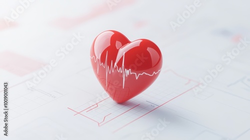 Heart symbol with heartbeat line on medical background