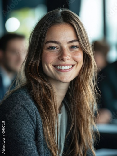 Wallpaper Mural Elegant Woman Smiling at the Camera Torontodigital.ca