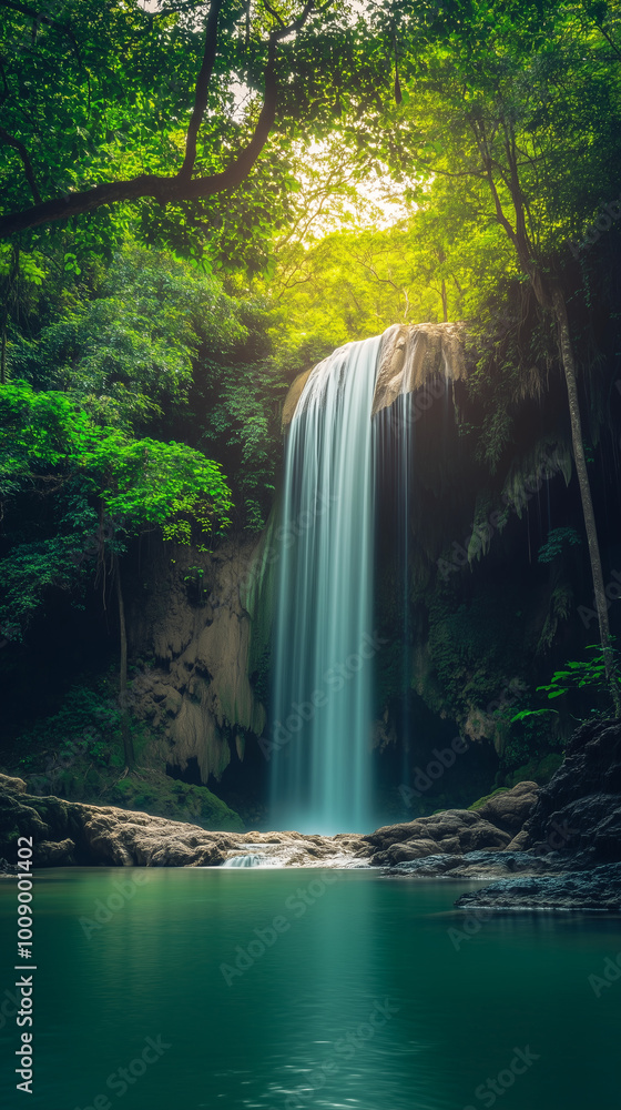 waterfall in the forest, long exposure. waterfall in the forest, long exposure.