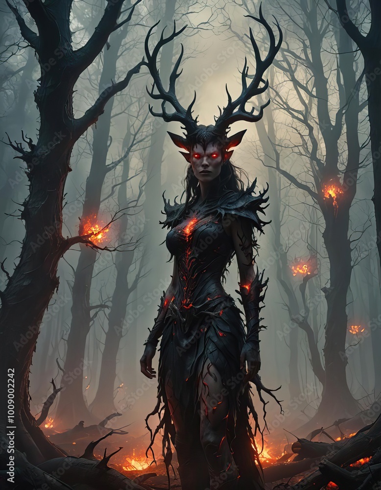 A forest demon girl scary but cute A forest demon girl scary but cute