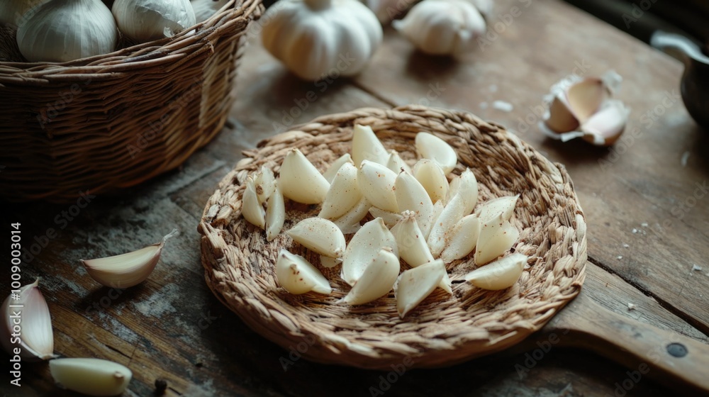 Garlic Basket and Pile Garlic Basket and Pile