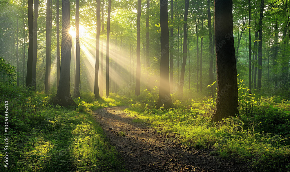 sun rays in the forest sun rays in the forest