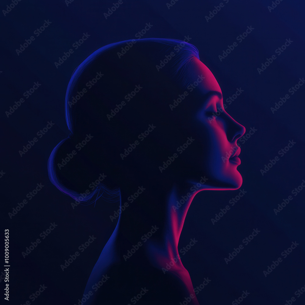 Artistic Profile of a Woman in Vibrant Colors Artistic Profile of a Woman in Vibrant Colors