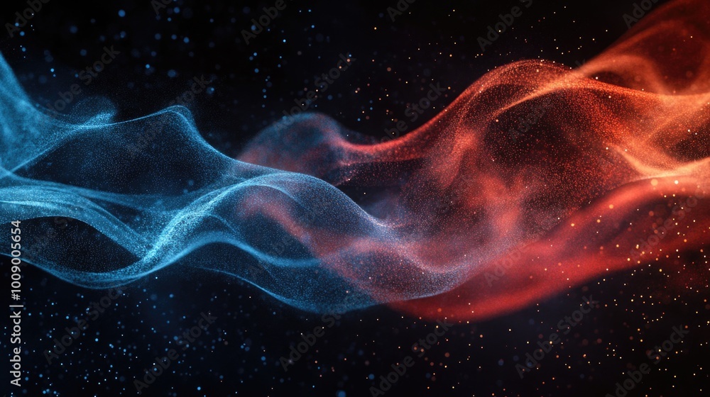 Red and Blue Smoke Against Black Background Red and Blue Smoke Against Black Background