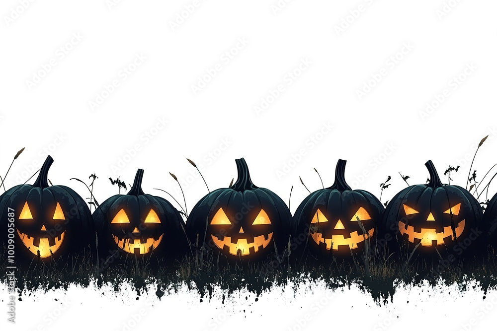 Separator Border illustration line of cute jack o lanterns, evil pumpkin, trick or treat pattern for Halloween day concept of autumn season
Separator Border illustration line of cute jack o lanterns, evil pumpkin, trick or treat pattern for Halloween day concept of autumn season