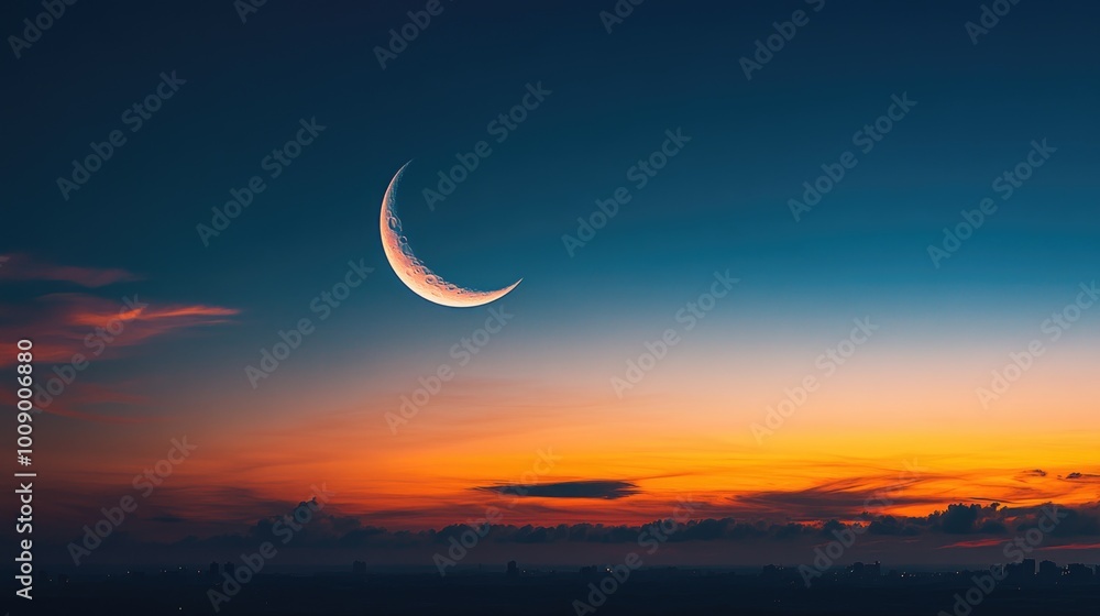 Crescent moon at sunset Crescent moon at sunset