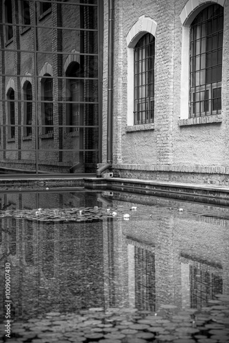 water reflection of building