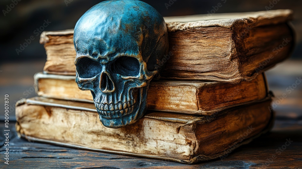 Skull and Old Books - A Dark and Mysterious Still Life Skull and Old Books - A Dark and Mysterious Still Life
