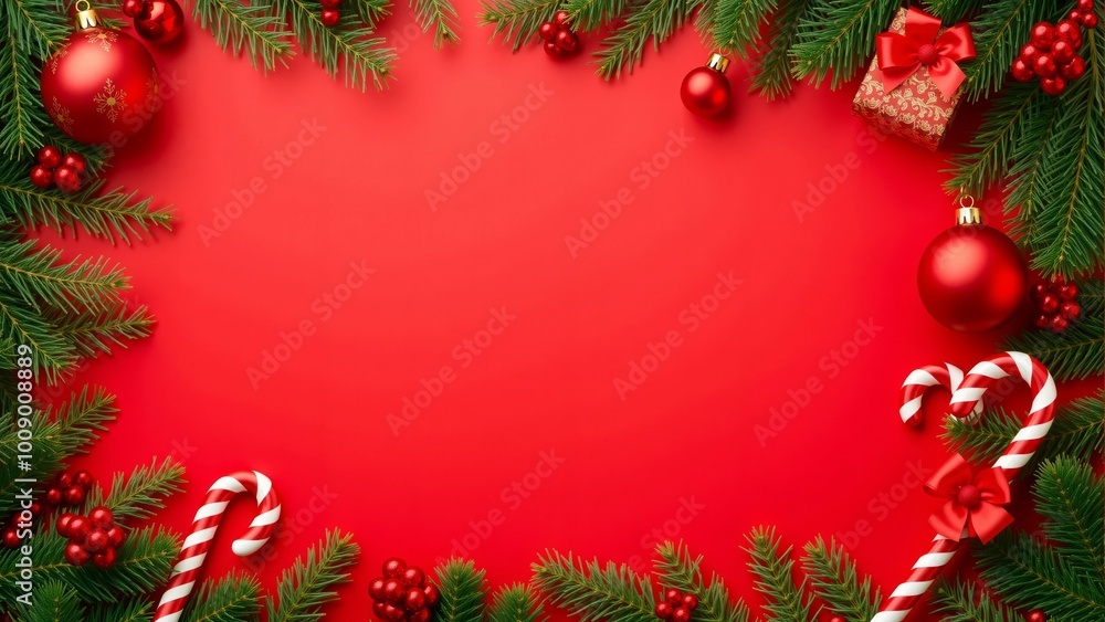 Red Christmas Candy Cane and Ornament Frame .
Red Christmas Candy Cane and Ornament Frame .