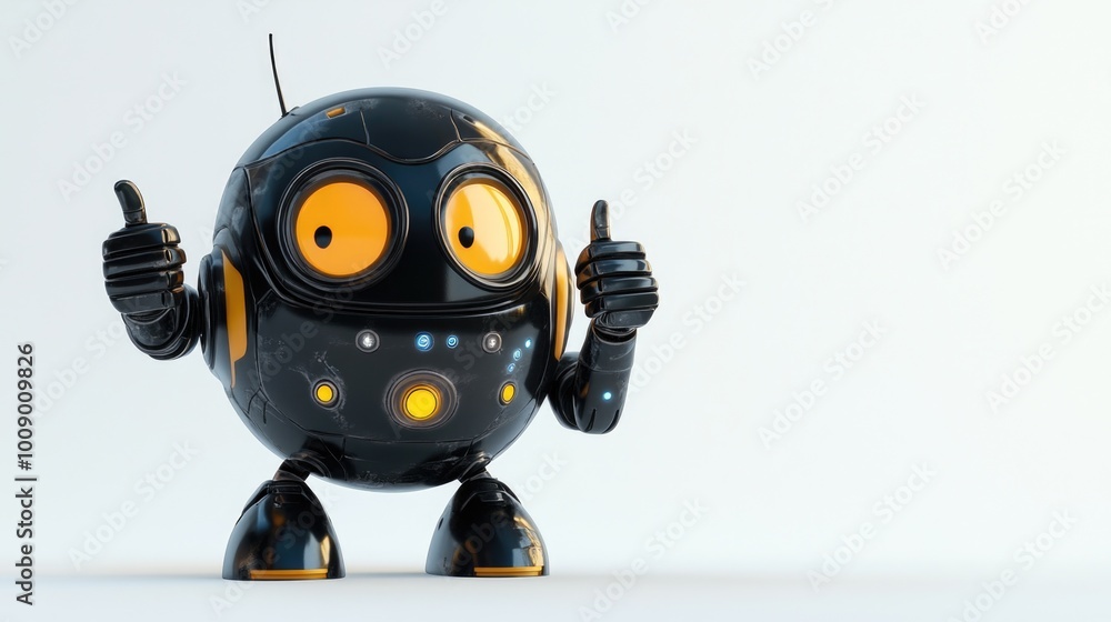 Black robot with thumbs up Black robot with thumbs up