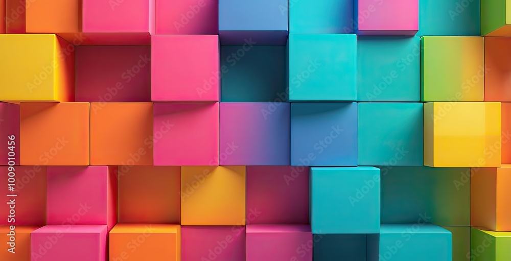 Colorful array of vibrant cubes arranged in a geometric pattern on a playful background, created by ai generated Colorful array of vibrant cubes arranged in a geometric pattern on a playful background, created by ai generated
