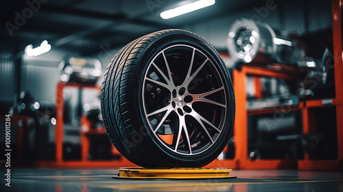 The dynamic design of a 3D tire wheel emphasizes functionality and aesthetic appeal.