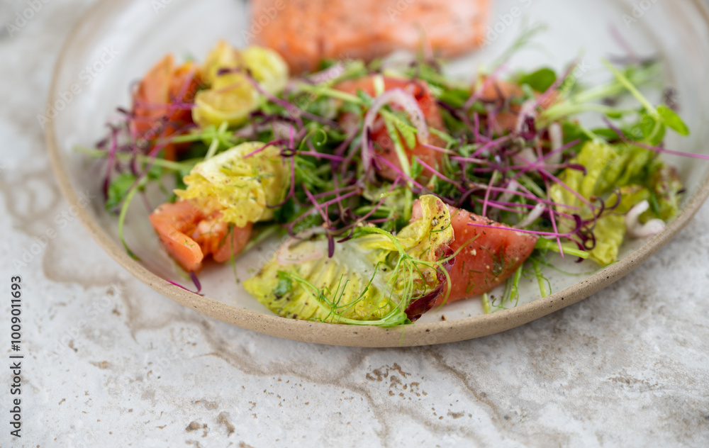Close up of Fresh Tomato and Lettuce Salad Close up of Fresh Tomato and Lettuce Salad