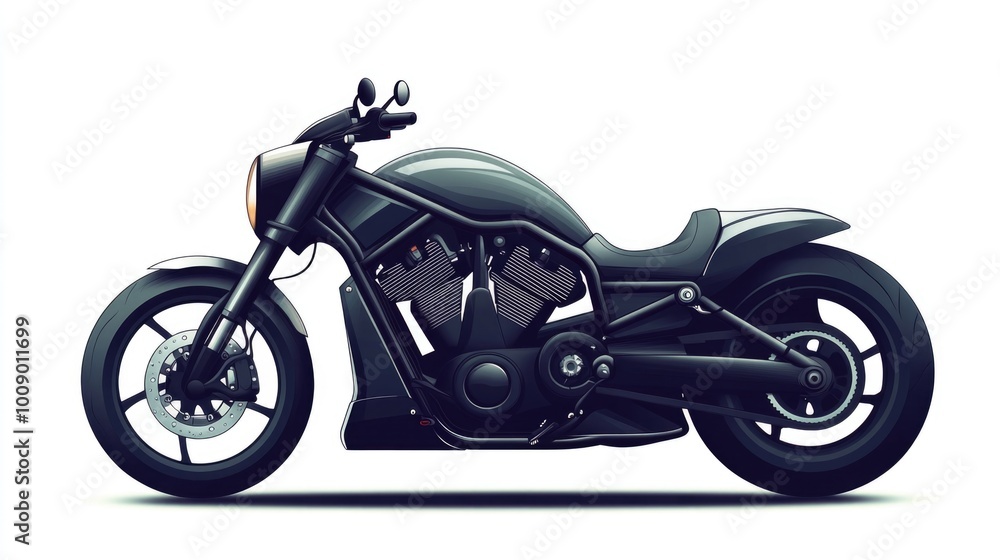Obraz premium Black Motorcycle on White Background