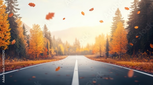 Serene autumn road surrounded by colorful foliage