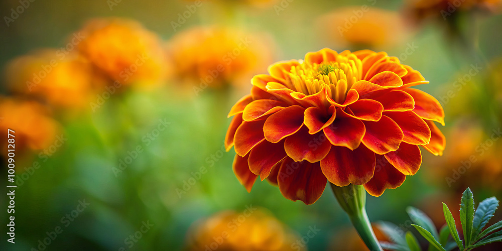 vibrant marigold flower stands out with its rich orange and yellow petals, surrounded by soft focus background of similar blooms, creating warm and inviting atmosphere vibrant marigold flower stands out with its rich orange and yellow petals, surrounded by soft focus background of similar blooms, creating warm and inviting atmosphere