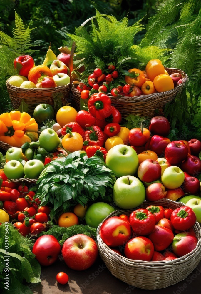 colorful display fresh fruits vegetables set eco friendly background brimming lush greenery, rainbow, lgbtq, lgbt, pride, love, equality, abundance, artisan colorful display fresh fruits vegetables set eco friendly background brimming lush greenery, rainbow, lgbtq, lgbt, pride, love, equality, abundance, artisan