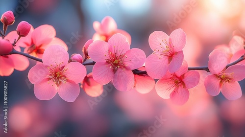 Delicate Pink Cherry Blossoms in Soft Light