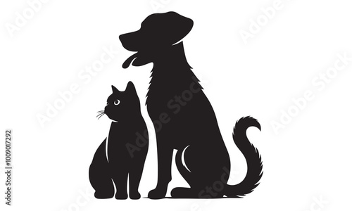 Dog and cat silhouette isolated on stock illustration-dog and cat vector Hand drawn lettering phrase, Calligraphy t shirt design, svg Files for Cutting Cricut and Silhouette, card, flyer, EPS 10