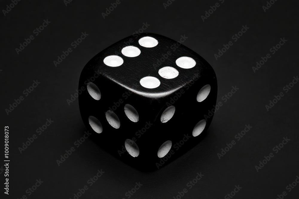 Suspenseful moment of a die balanced on edge, midfall, dark shadows and dramatic light, casino, moment of chance Suspenseful moment of a die balanced on edge, midfall, dark shadows and dramatic light, casino, moment of chance