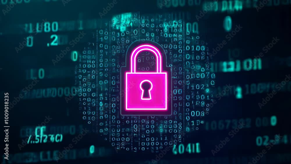 digital a glowing pink padlock against a backdrop of binary code, symbolizing security in the digital age. Ideal for content on data protection and cybersecurity. digital a glowing pink padlock against a backdrop of binary code, symbolizing security in the digital age. Ideal for content on data protection and cybersecurity.