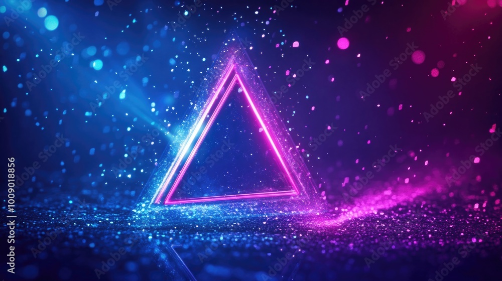 Neon Triangle on Dark Background