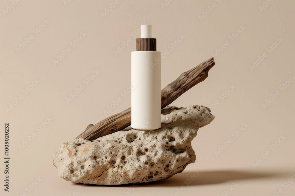 Body Lotion bottle mockup wood driftwood smoke pipe. Body Lotion bottle mockup wood driftwood smoke pipe.