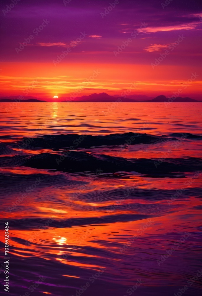 captivating dreamy sunset glowing over calm tranquil ocean waves reflected serene waters, sky, clouds, horizon, reflection, light, color, scenery, nature