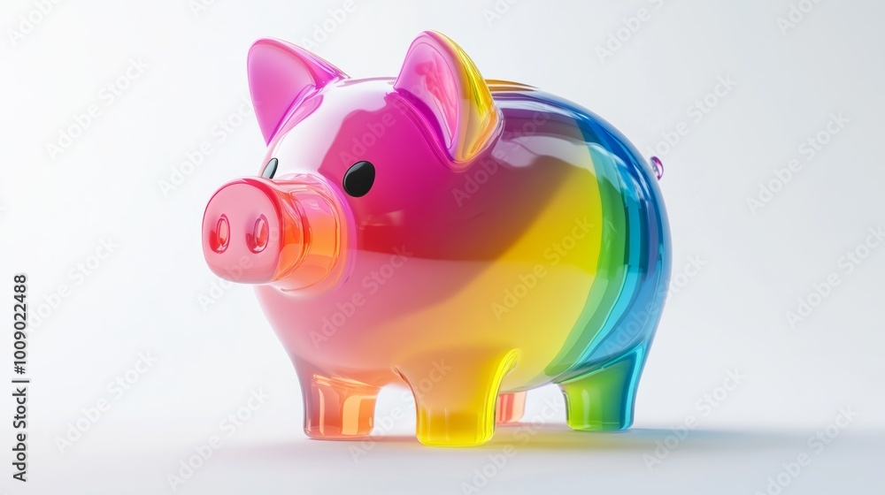 A colorful 3D illustration of a piggy bank, designed to resemble a cute cartoon pig, isolated on a white background, symbolizing saving and financial planning A colorful 3D illustration of a piggy bank, designed to resemble a cute cartoon pig, isolated on a white background, symbolizing saving and financial planning