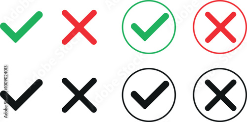 Set check mark and cross Vector illustartion