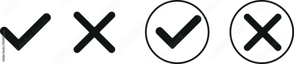 Set check mark and cross Vector illustartion Set check mark and cross Vector illustartion