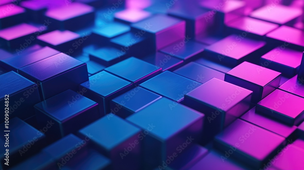 Purple and Blue Cubes in Room Purple and Blue Cubes in Room