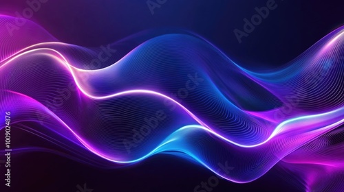 Purple Blue Wave Pattern Black Background