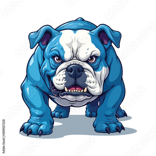 blue bulldog with aggressive expression vector illustration