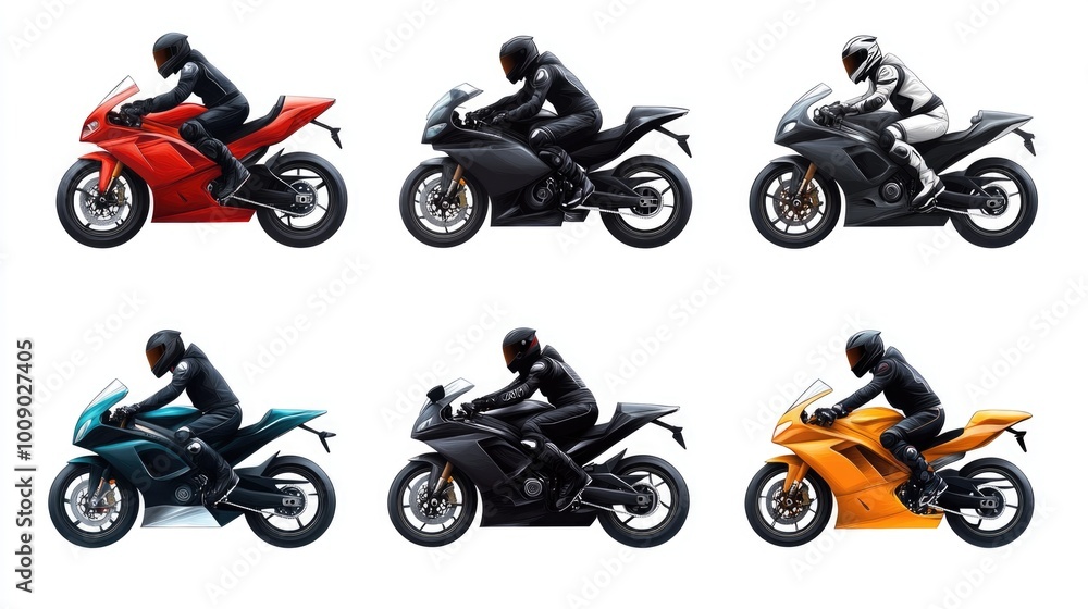 Naklejka premium Motorcyclist on White Background