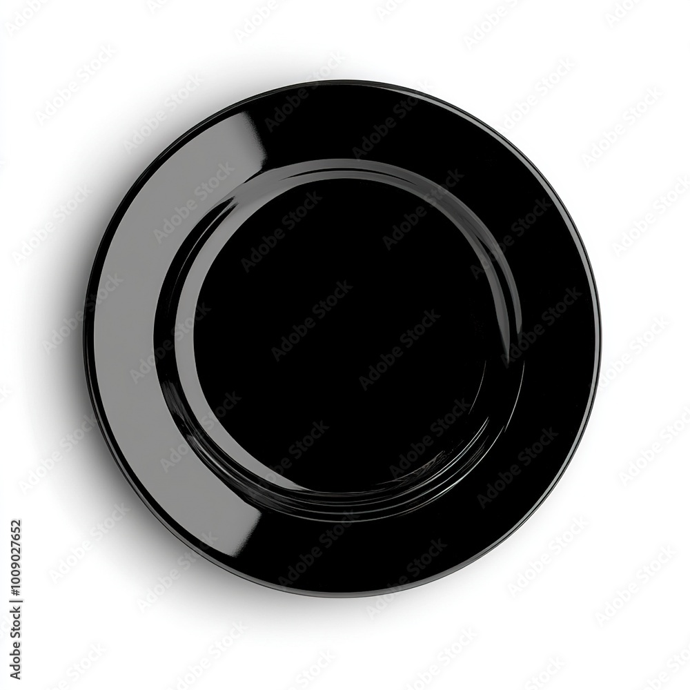 A simple, elegant black plate viewed from above, suitable for serving food. A simple, elegant black plate viewed from above, suitable for serving food.