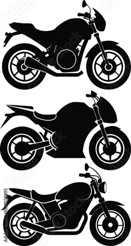 Motorcycles silhouette vector set, motorcycle icons and logos art illustration design.