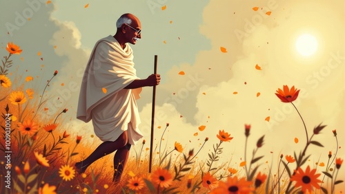 gandhi ji dandi yatra conceptive illustration image