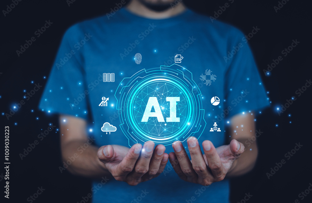 Businessman use AI technology supports business scalability by streamlining processes and improving resource allocation.