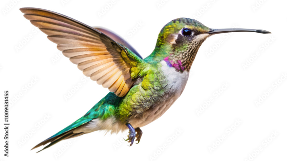 Fototapeta premium Flying hummingbird isolated on transparent background