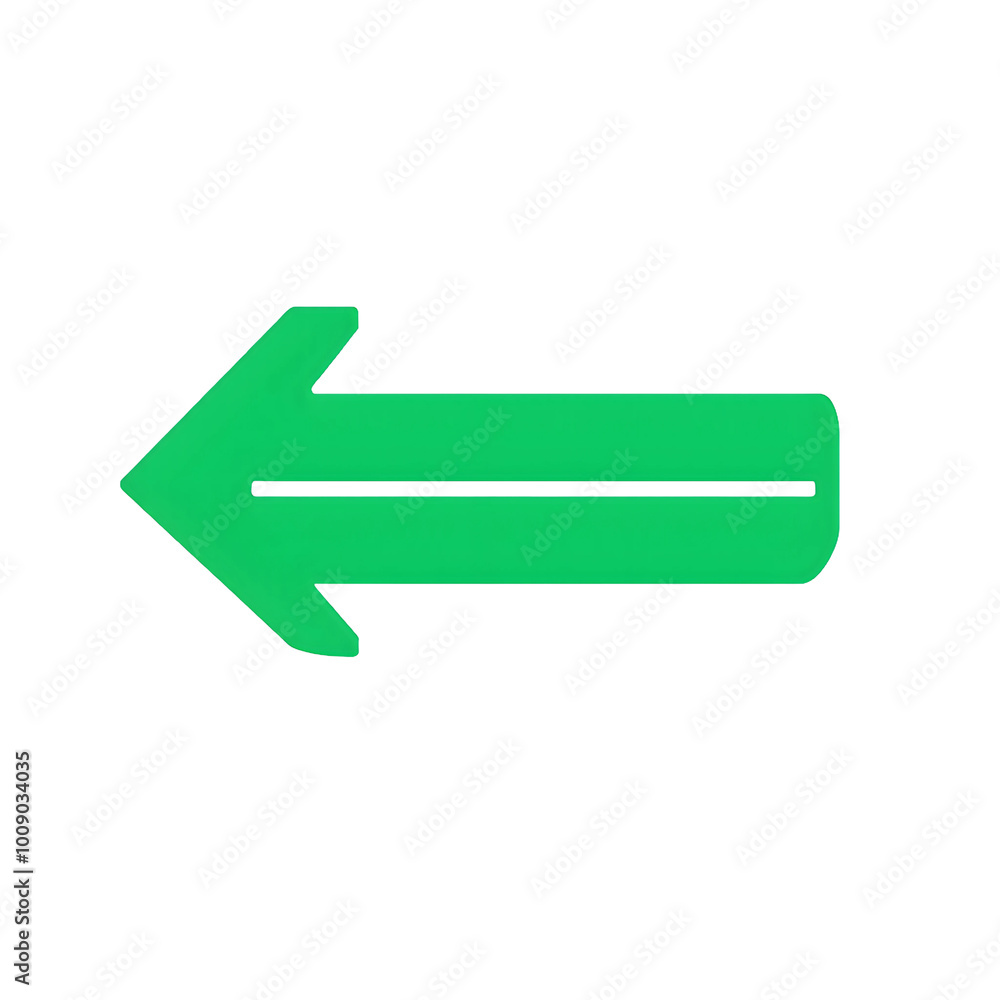 Green arrow pointing left with a hollow middle, isolated on transparent background, Generative AI Green arrow pointing left with a hollow middle, isolated on transparent background, Generative AI