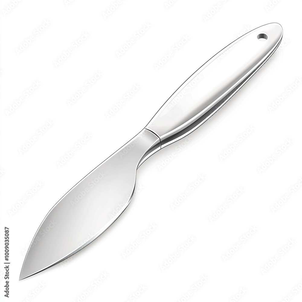 A stainless steel spatula with a flat, wide blade for serving or spreading food. A stainless steel spatula with a flat, wide blade for serving or spreading food.