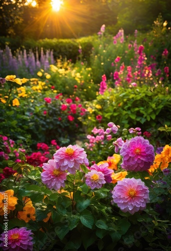 vibrant close ups seasonal garden blooms lush foliage highlighting beauty flora, flowers, petals, leaves, plants, nature, color, texture, bright, greens