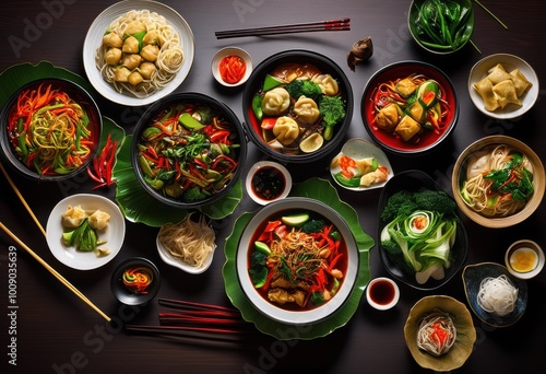 vibrant colorful spread homemade chinese dishes featuring fresh appealing arrangements authentic culinary experience, appetizers, aesthetics, banquet