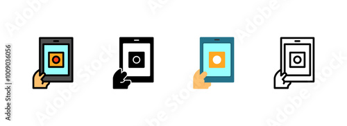 Set of Hand with a badge for participation Icon