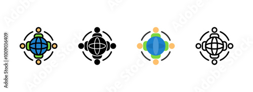 Set of Hand with a heart for passion Icon